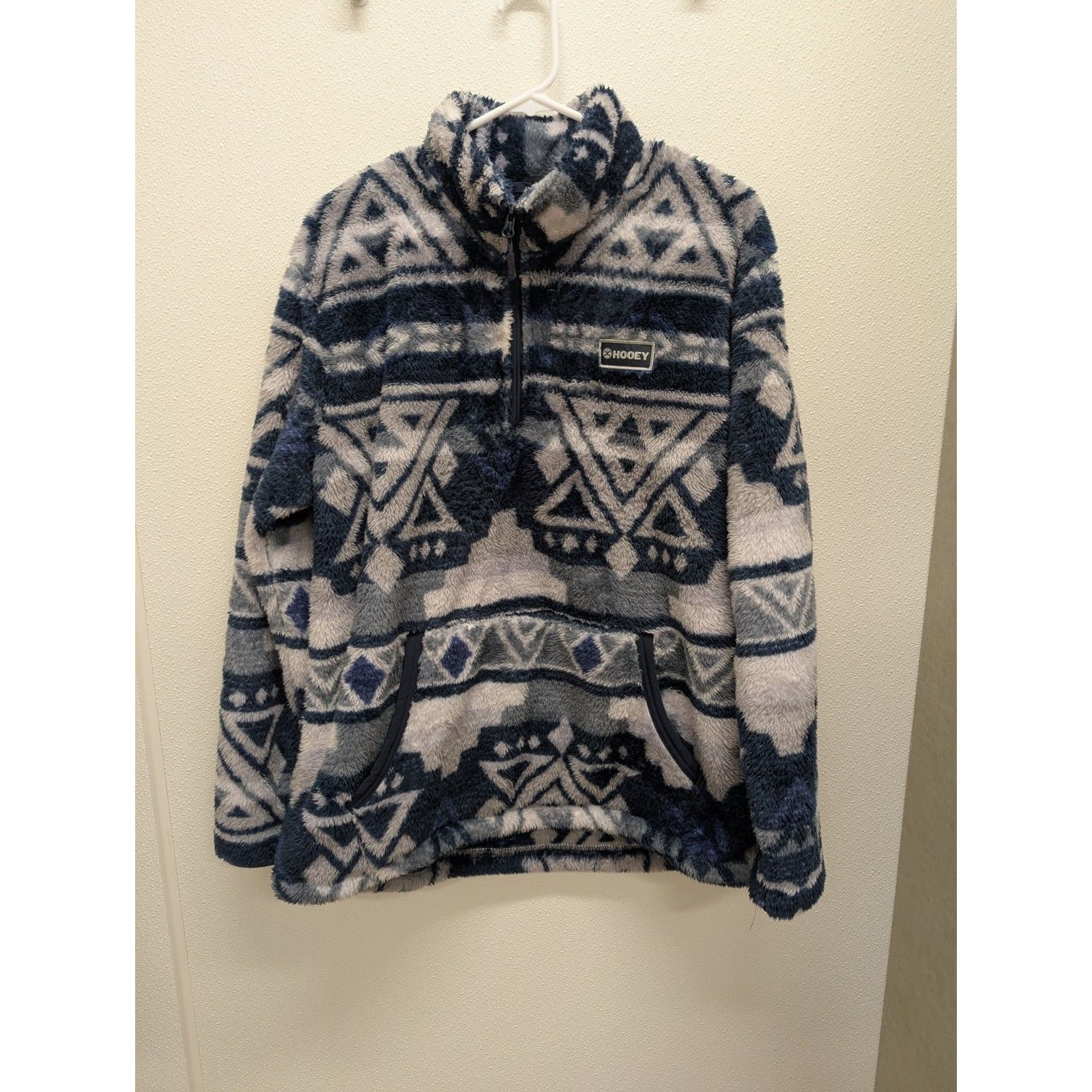 Hooey Men's Aztec Pattern Navy Blue Fleece Pullover Hfp009nv Large Rare Color